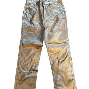 LOFT Metallic Silver Jeans with High-Shine Finish